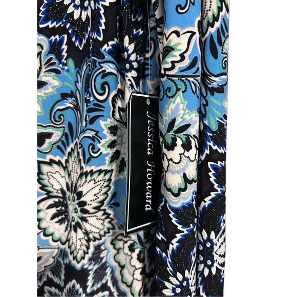 Jessica Howard Blue White Floral Border Print Sheath Dress Women’s Size 10 - Picture 2 of 10